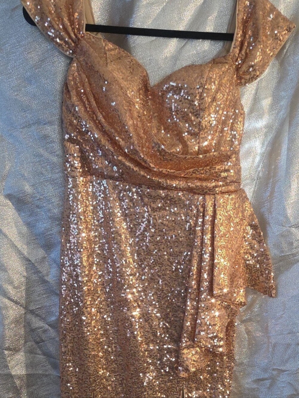 SHEIN Rose Gold Sequin Sweetheart Evening Gown